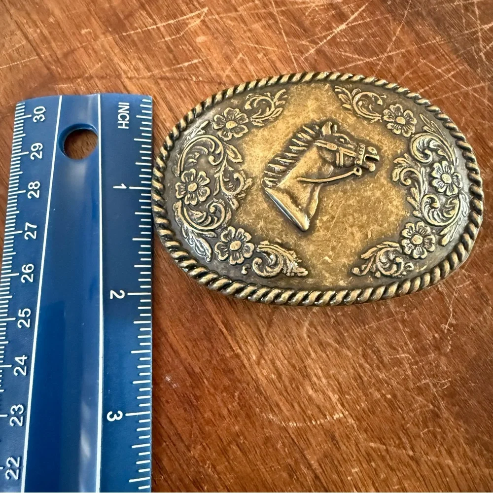 Vintage Horse Motif Belt Buckle Western Twisted Rope Equestrian Boho Rustic - Picture 7 of 9